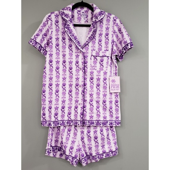 Pink Palm Puff Other - NEW‎ Women's Pink Palm Puff Pajama Shorts Set in Twilight Size Small Pima Cotton